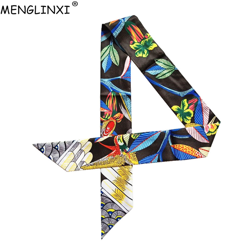 Silk Neck Scarf - Luxury Brand Hummingbird Print Skinny Silk